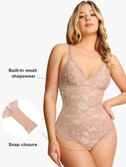 Shapewear Firm Control Smoothing Full Lace Thong Bodysuit