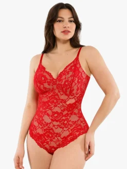 Shapewear Firm Control Smoothing Full Lace Thong Bodysuit