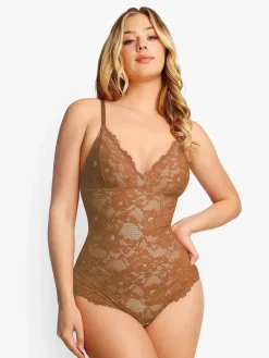 Shapewear Firm Control Smoothing Full Lace Thong Bodysuit