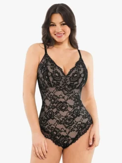 Shapewear Firm Control Smoothing Full Lace Thong Bodysuit
