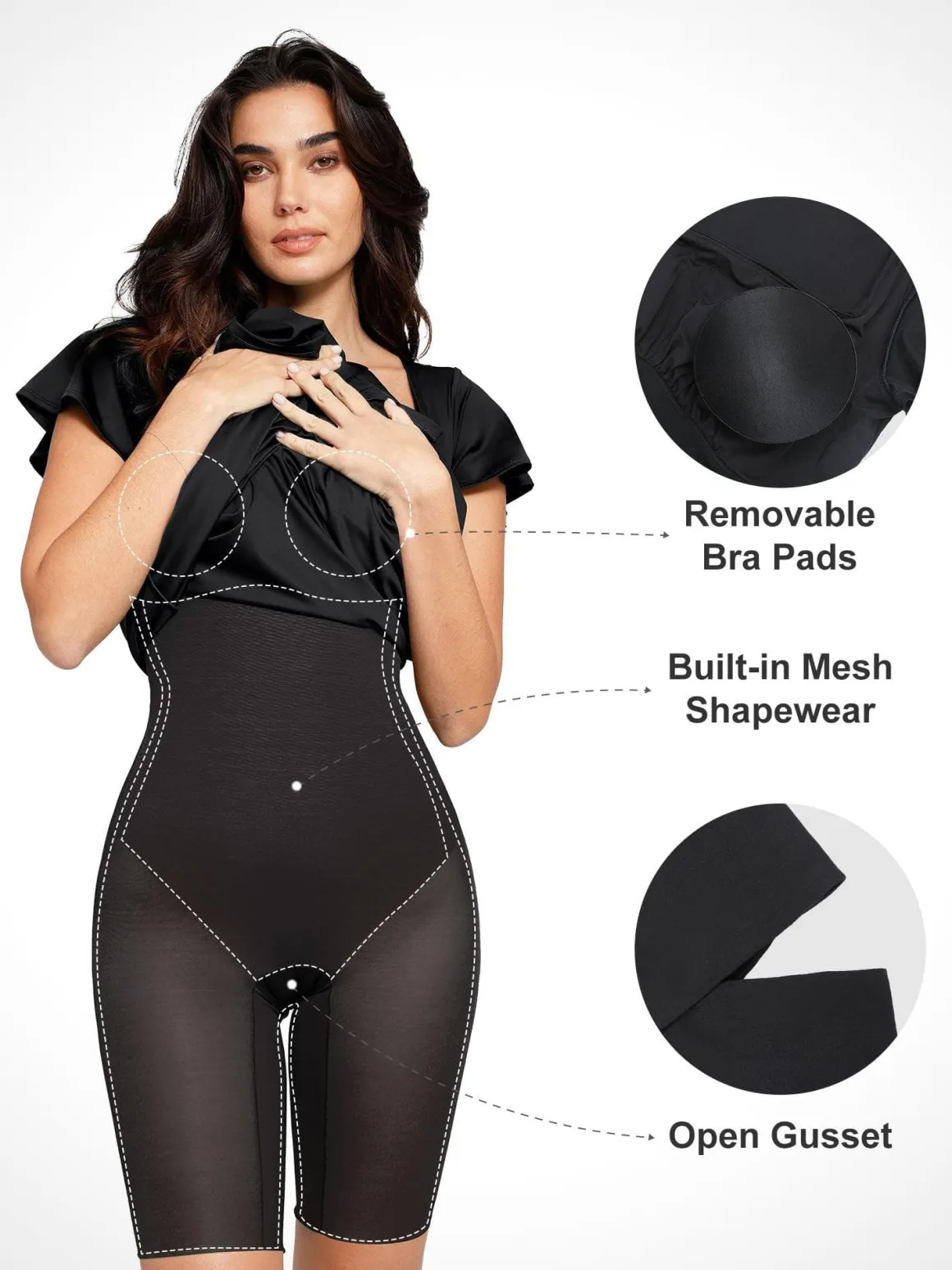 Shapewear Flutter Sleeve Sculpting A-Line Midi Dress