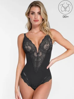 Shapewear Full Coverage Plunging Lace Slimming Bodysuit