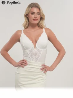 Shapewear Full Coverage Plunging Lace Slimming Bodysuit