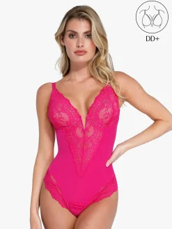Shapewear Full Coverage Plunging Lace Slimming Bodysuit