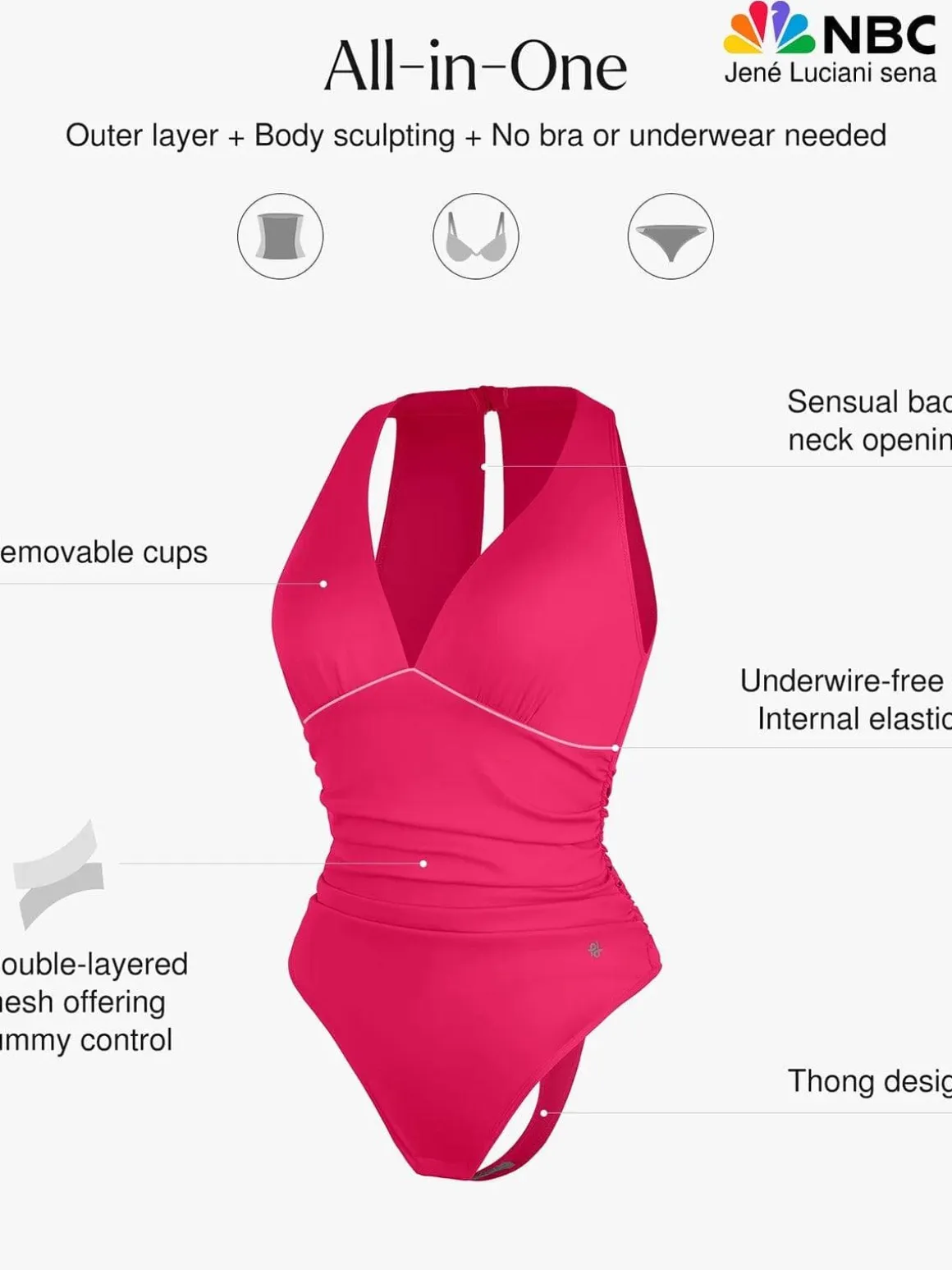 Shapewear Halter Cowl Neck Ruched Tummy Control Bodysuit