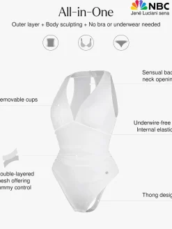 Shapewear Halter Cowl Neck Ruched Tummy Control Bodysuit