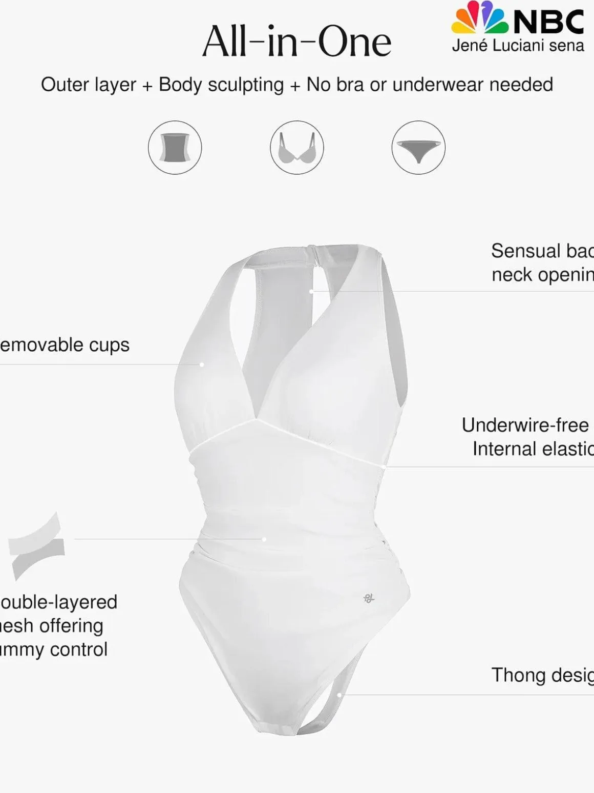 Shapewear Halter Cowl Neck Ruched Tummy Control Bodysuit