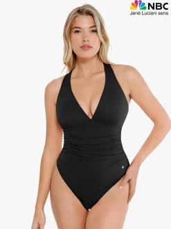 Shapewear Halter Cowl Neck Ruched Tummy Control Bodysuit