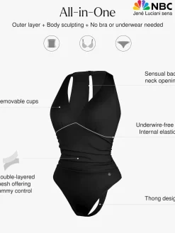 Shapewear Halter Cowl Neck Ruched Tummy Control Bodysuit