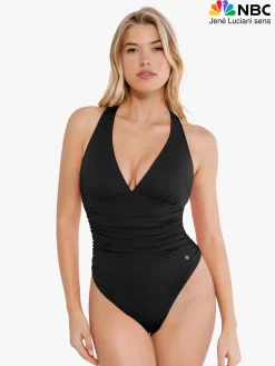 Shapewear Halter Cowl Neck Ruched Tummy Control Bodysuit