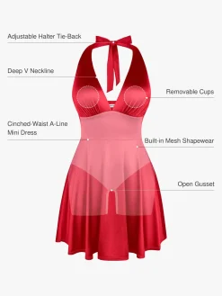 Shapewear Halter Fit & Flare Mini Dress