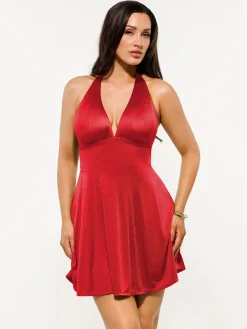 Shapewear Halter Fit & Flare Mini Dress