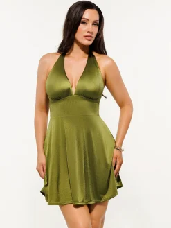 Shapewear Halter Fit & Flare Mini Dress