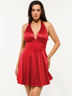 Shapewear Halter Fit & Flare Mini Dress