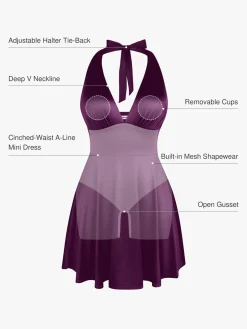 Shapewear Halter Fit & Flare Mini Dress