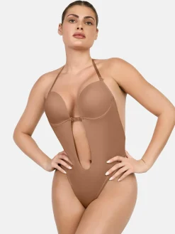 Shapewear Halter Strap Deep U Sculpting Backless Bodysuit