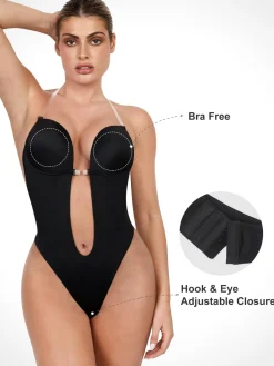 Shapewear Halter Strap Deep U Sculpting Backless Bodysuit