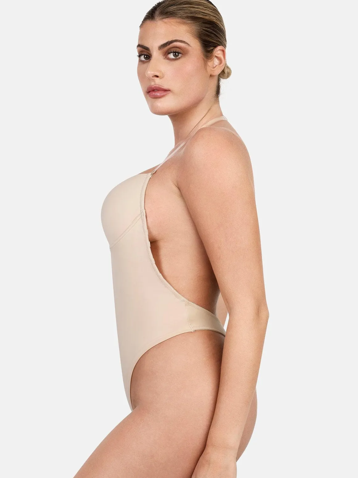 Shapewear Halter Strap Deep U Sculpting Backless Bodysuit