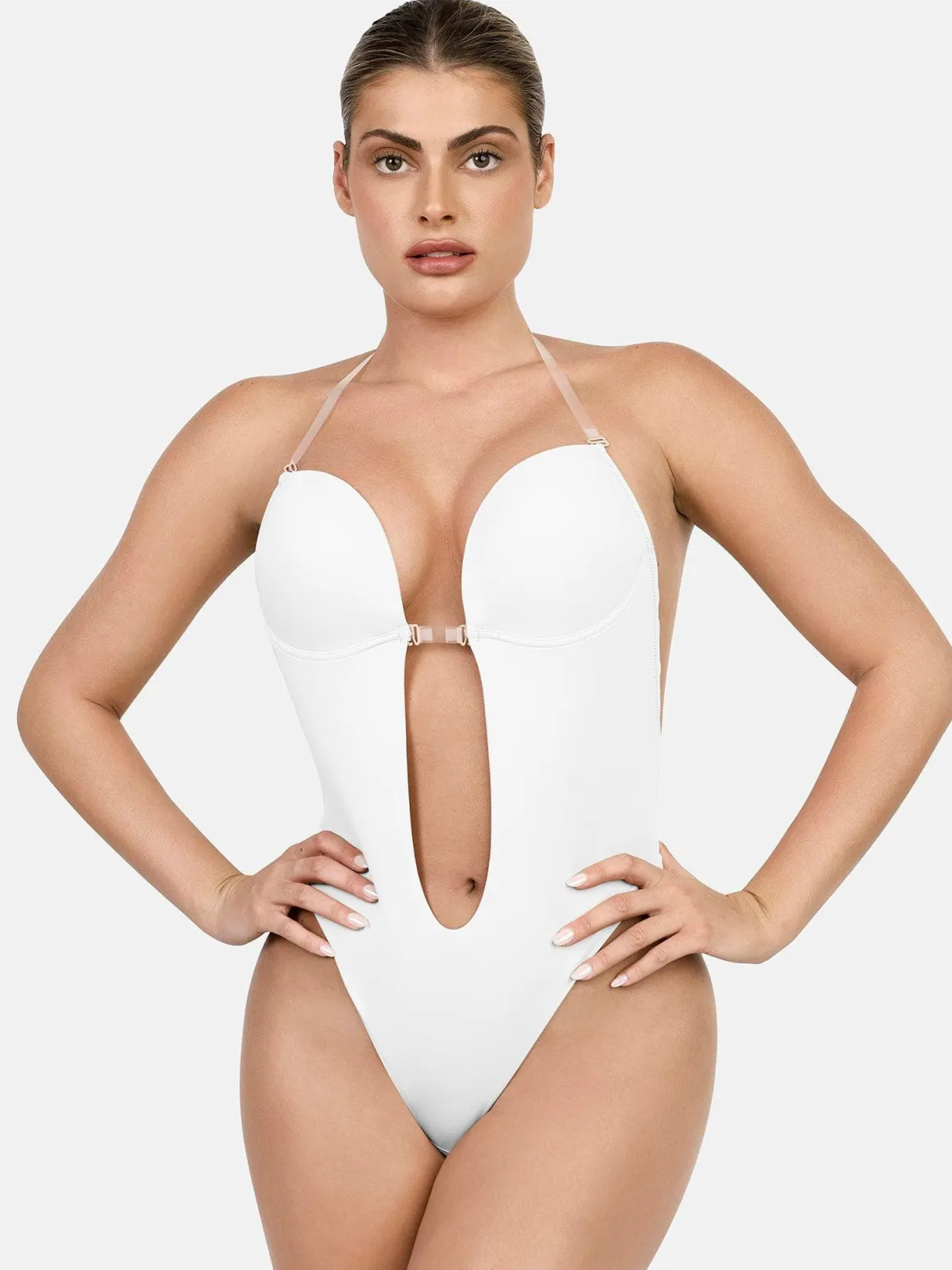Shapewear Halter Strap Deep U Sculpting Backless Bodysuit