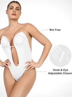 Shapewear Halter Strap Deep U Sculpting Backless Bodysuit