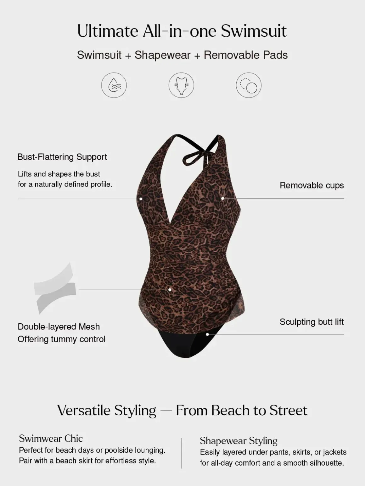 Shapewear Halter Tummy Control One Piece Swimsuit