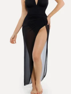 Shapewear Halter Tummy Control Swimsuit And Cover-Up Set