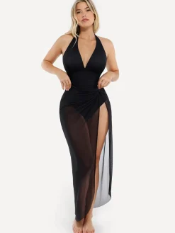 Shapewear Halter Tummy Control Swimsuit And Cover-Up Set