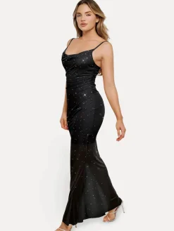 Shapewear Heat-Set Crystal Mesh Slimming Maxi Slip Dress