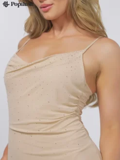 Shapewear Heat-Set Crystal Mesh Slimming Maxi Slip Dress