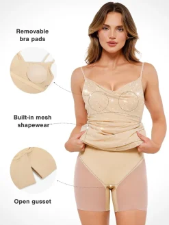 Shapewear Heat-Set Crystal Mesh Slimming Maxi Slip Dress