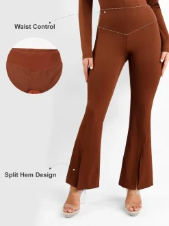 Shapewear High Rise Tummy Control Split Hem Flare Leg Pants