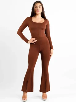 Shapewear High Rise Tummy Control Split Hem Flare Leg Pants