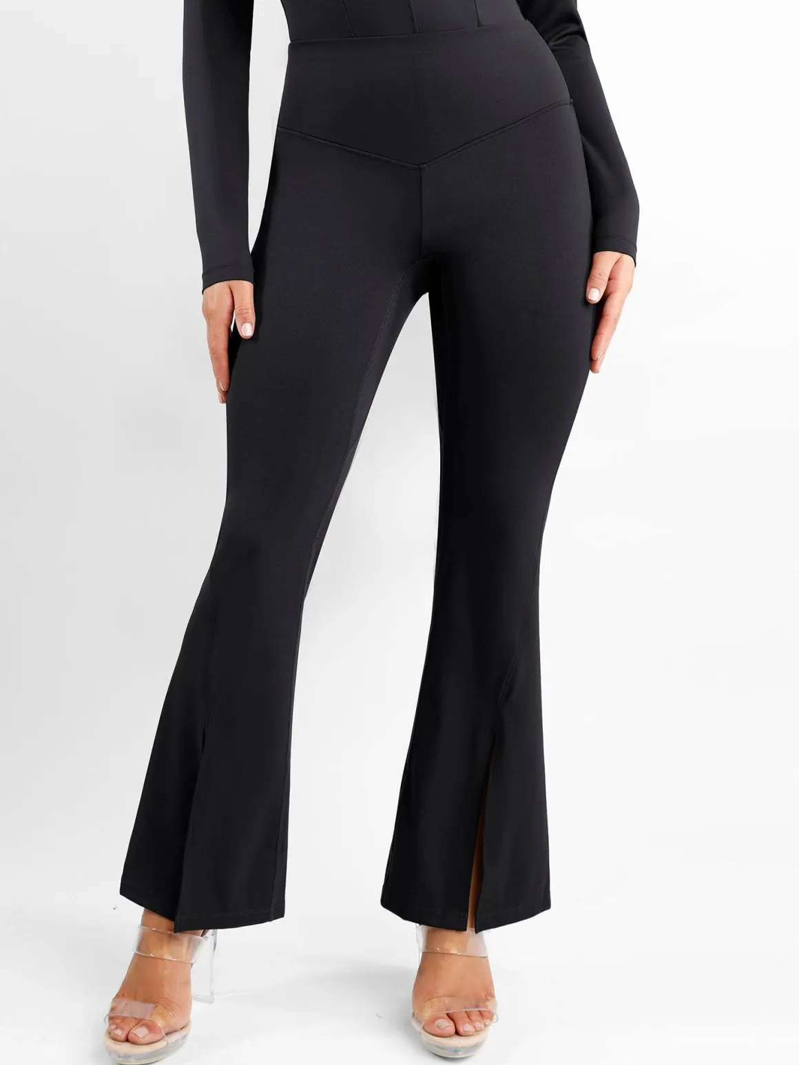 Shapewear High Rise Tummy Control Split Hem Flare Leg Pants