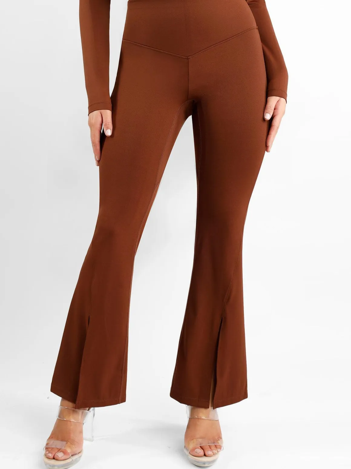 Shapewear High Rise Tummy Control Split Hem Flare Leg Pants
