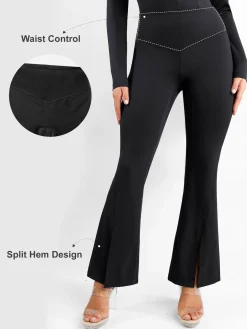 Shapewear High Rise Tummy Control Split Hem Flare Leg Pants