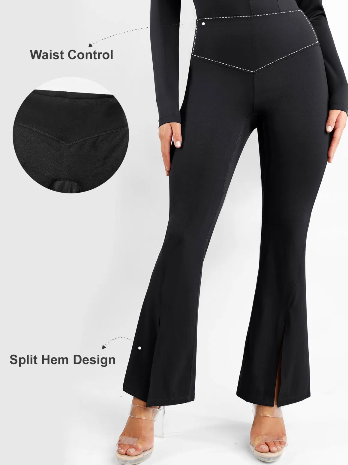Shapewear High Rise Tummy Control Split Hem Flare Leg Pants