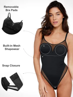 Shapewear Illusion Mesh Slimming Thong Bodysuits