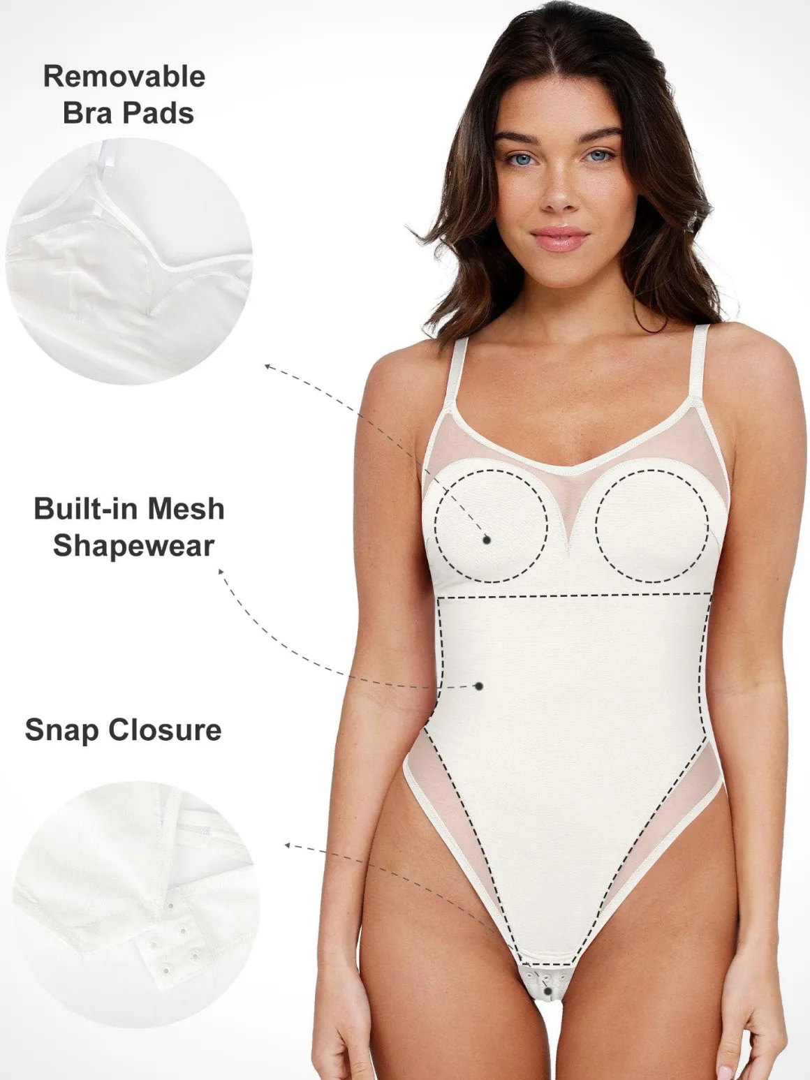 Shapewear Illusion Mesh Slimming Thong Bodysuits