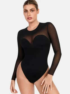 Shapewear Illusion Mesh Slimming Thong Bodysuits