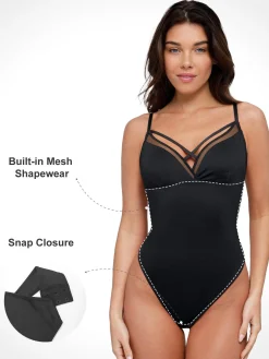 Shapewear Illusion Mesh Slimming Thong Bodysuits