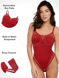 Shapewear Illusion Mesh Slimming Thong Bodysuits