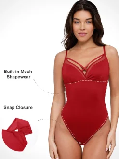 Shapewear Illusion Mesh Slimming Thong Bodysuits