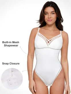 Shapewear Illusion Mesh Slimming Thong Bodysuits