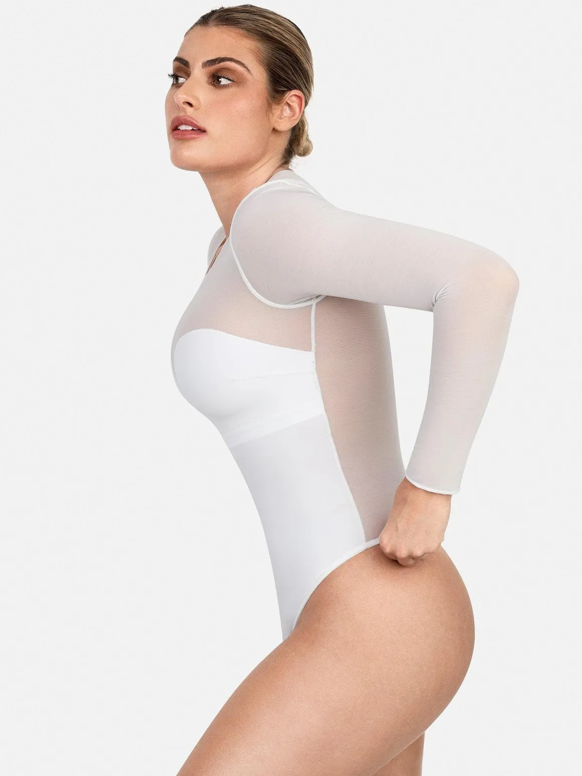 Shapewear Illusion Mesh Slimming Thong Bodysuits