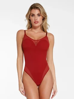 Shapewear Illusion Mesh Slimming Thong Bodysuits