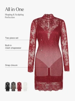 Shapewear 2-in-1 Lace Overlay Sculpting Dress
