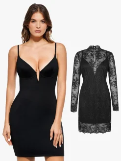 Shapewear 2-in-1 Lace Overlay Sculpting Dress