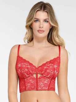 Shapewear Lace Corset Top Split Skirt Mesh Cover-Up Set