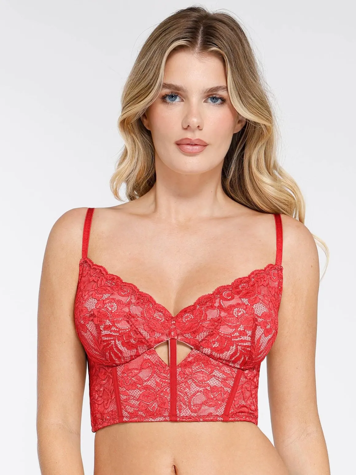Shapewear Lace Corset Top Split Skirt Mesh Cover-Up Set