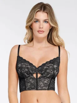 Shapewear Lace Corset Top Split Skirt Mesh Cover-Up Set